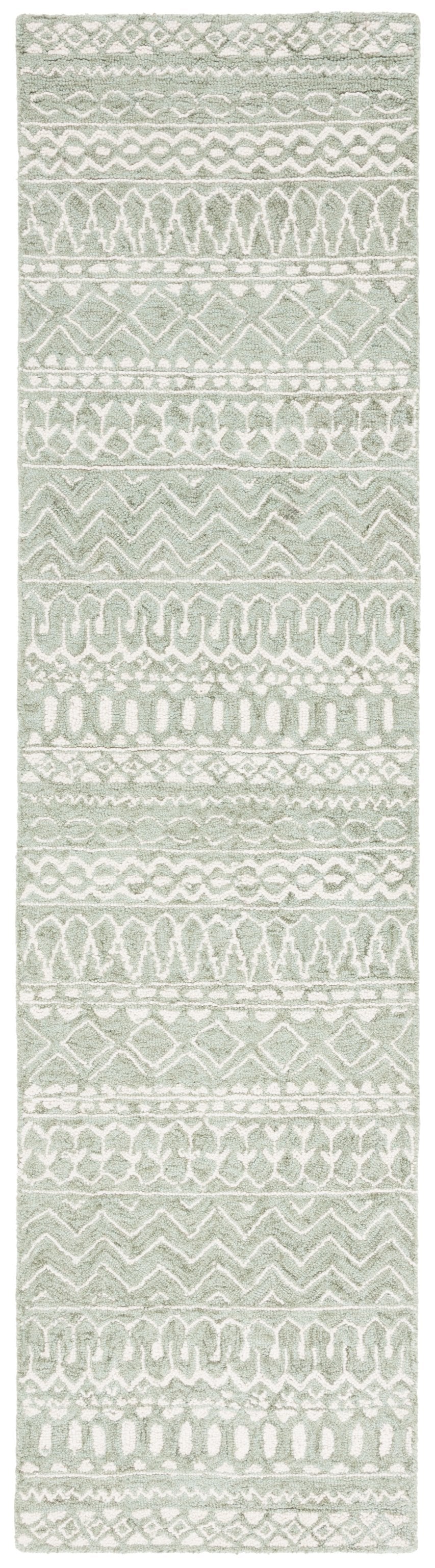 Safavieh Micro-loop Hand-tufted Wool & Cotton Area Rug – Elegant Geometric Design For Cozy Chic Spaces Sage ,Ivory Wool & Cotton Mlp502w-3