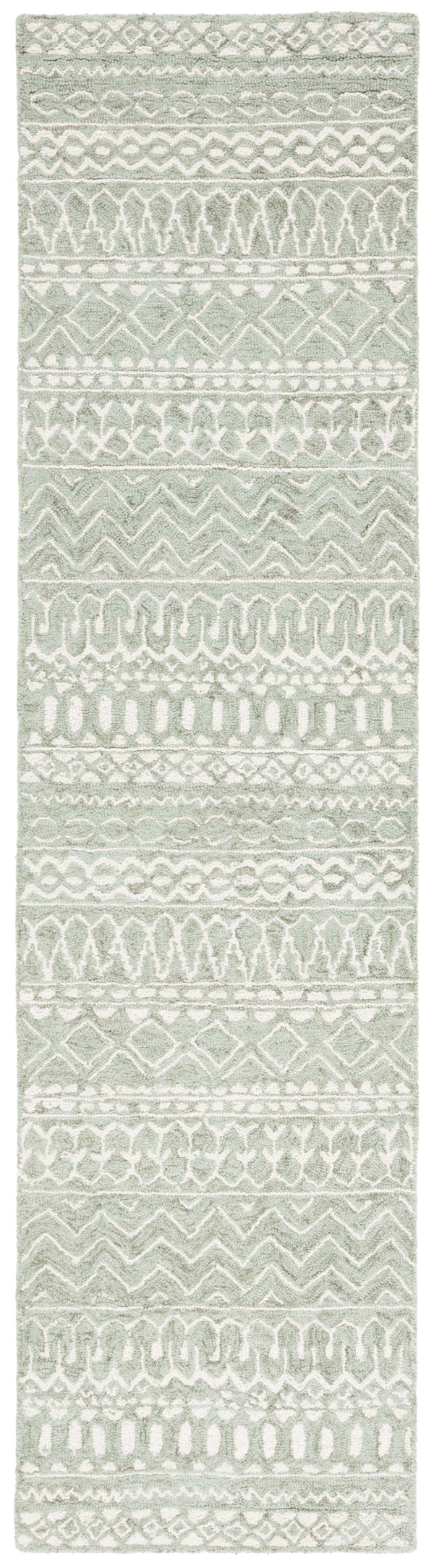 Safavieh Micro-loop Hand-tufted Wool & Cotton Area Rug – Elegant Geometric Design For Cozy Chic Spaces Sage ,Ivory Wool & Cotton Mlp502w-3