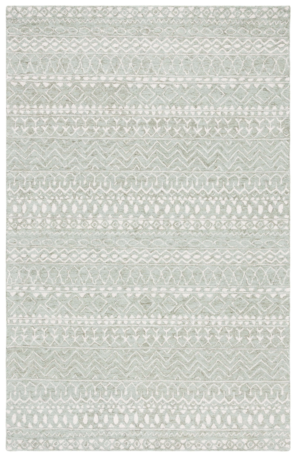 Safavieh Micro-loop Hand-tufted Wool & Cotton Area Rug – Elegant Geometric Design For Cozy Chic Spaces Sage ,Ivory Wool & Cotton Mlp502w-3