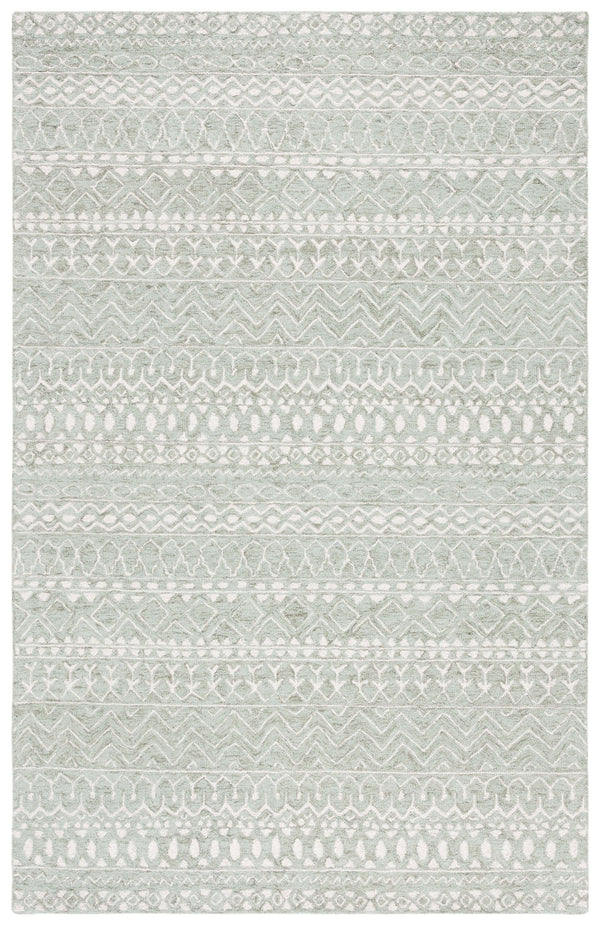 Safavieh Micro-loop Hand-tufted Wool & Cotton Area Rug – Elegant Geometric Design For Cozy Chic Spaces Sage ,Ivory Wool & Cotton Mlp502w-3