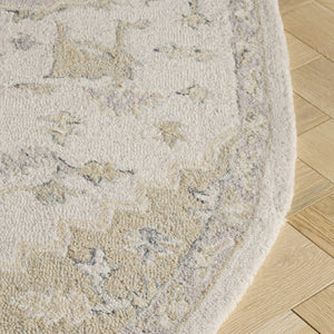 Safavieh Micro Loop Hand Tufted Wool Cotton Round Area Rug Neutral Ivory Beige Living Room 6' x 8' Oval MLP503B-68OV