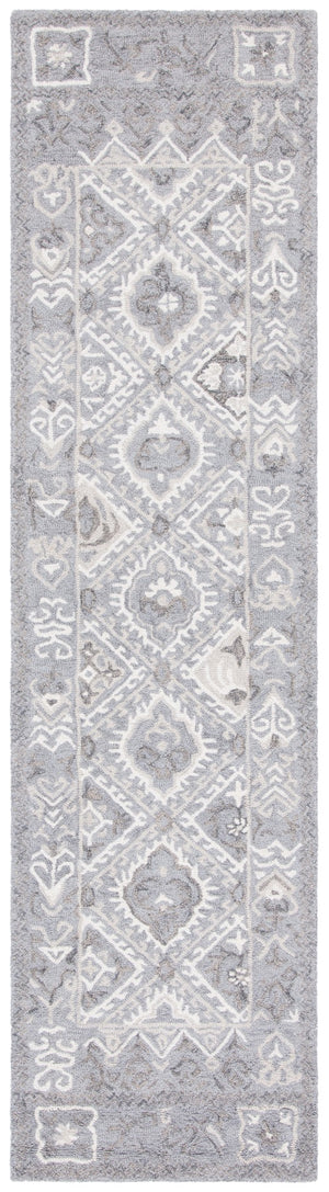 Safavieh Micro-loop Hand-tufted Area Rug - Elegant Cotton Design With Geometric Pattern For Modern Spaces Ivory ,Grey Cotton Mlp517g-5sqr