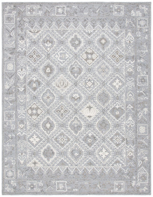 Safavieh Micro-loop Hand-tufted Area Rug - Elegant Cotton Design With Geometric Pattern For Modern Spaces Ivory ,Grey Cotton Mlp517g-5sqr