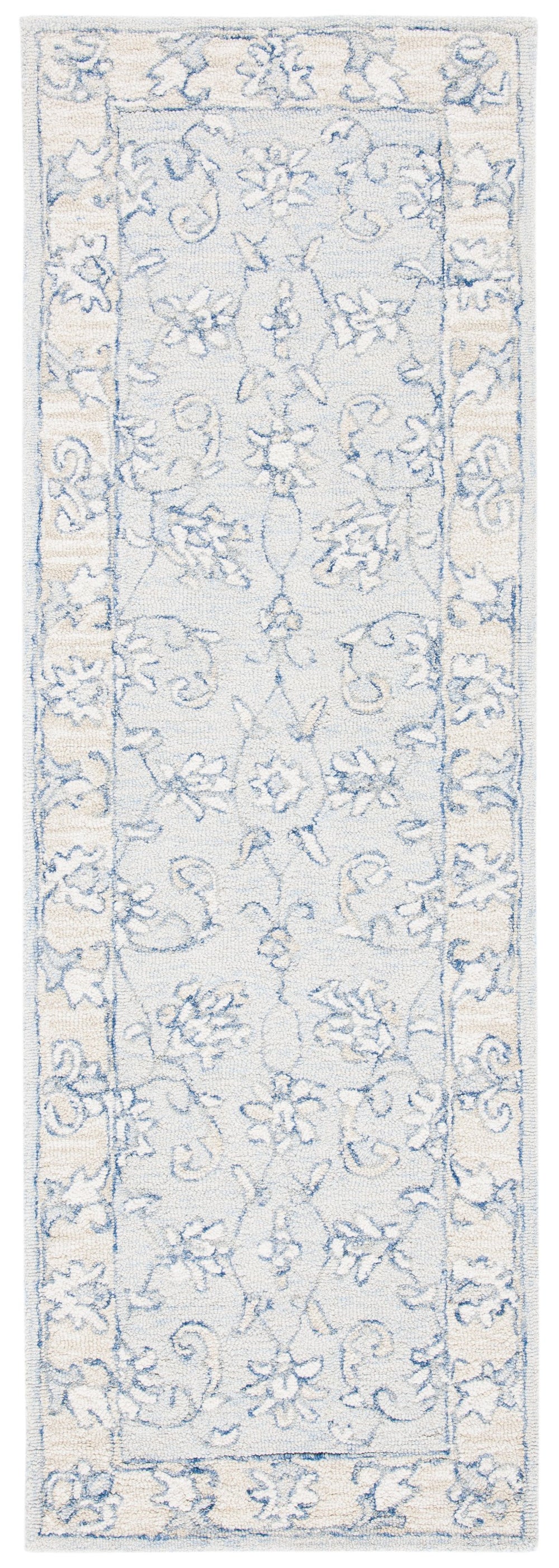Safavieh Micro-Loop Hand-Tufted Blue Beige Area Rug — Wool-Cotton Low-Profile Texture For Stylish Rooms 6'-0" x 8'-0" MLP535M-68