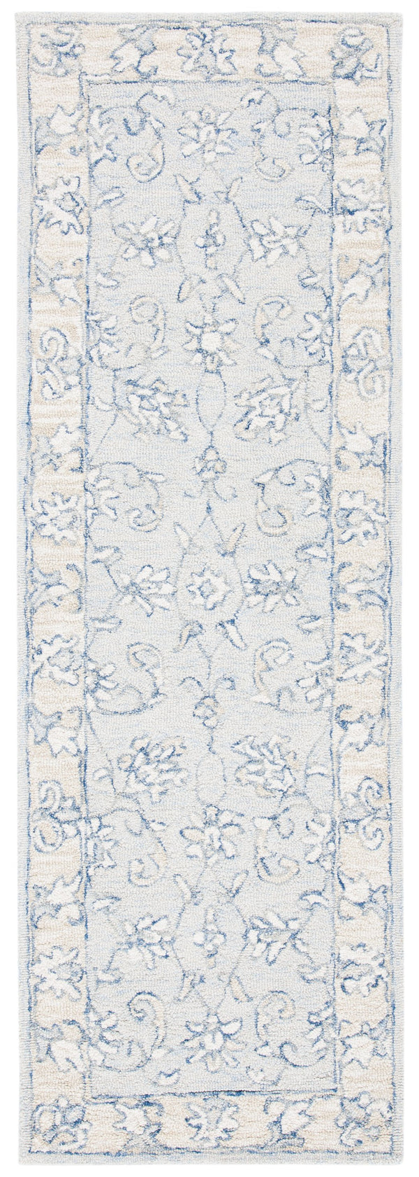 Safavieh Micro-Loop Hand-Tufted Blue Beige Area Rug — Wool-Cotton Low-Profile Texture For Stylish Rooms 6'-0" x 8'-0" MLP535M-68