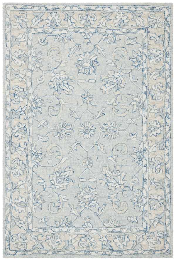 Safavieh Micro-Loop Hand-Tufted Blue Beige Area Rug — Wool-Cotton Low-Profile Texture For Stylish Rooms 6'-0" x 8'-0" MLP535M-68
