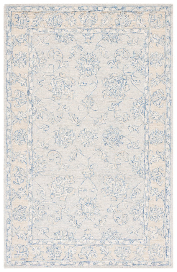 Safavieh Micro-Loop Hand-Tufted Blue Beige Area Rug — Wool-Cotton Low-Profile Texture For Stylish Rooms 6'-0" x 8'-0" MLP535M-68