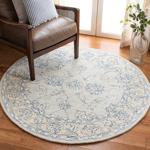 Safavieh Micro-Loop Hand-Tufted Blue Beige Area Rug — Wool-Cotton Low-Profile Texture For Stylish Rooms 6'-0" x 8'-0" MLP535M-68