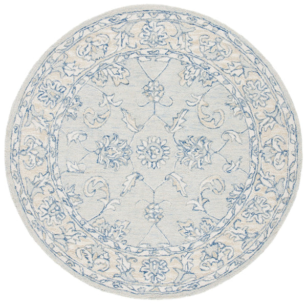 Safavieh Micro-Loop Hand-Tufted Blue Beige Area Rug — Wool-Cotton Low-Profile Texture For Stylish Rooms 6'-0" x 8'-0" MLP535M-68
