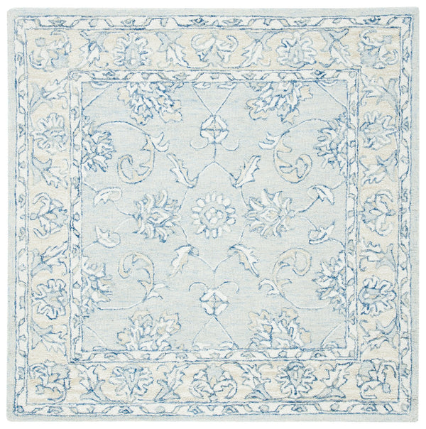 Safavieh Micro-Loop Hand-Tufted Blue Beige Area Rug — Wool-Cotton Low-Profile Texture For Stylish Rooms 6'-0" x 8'-0" MLP535M-68