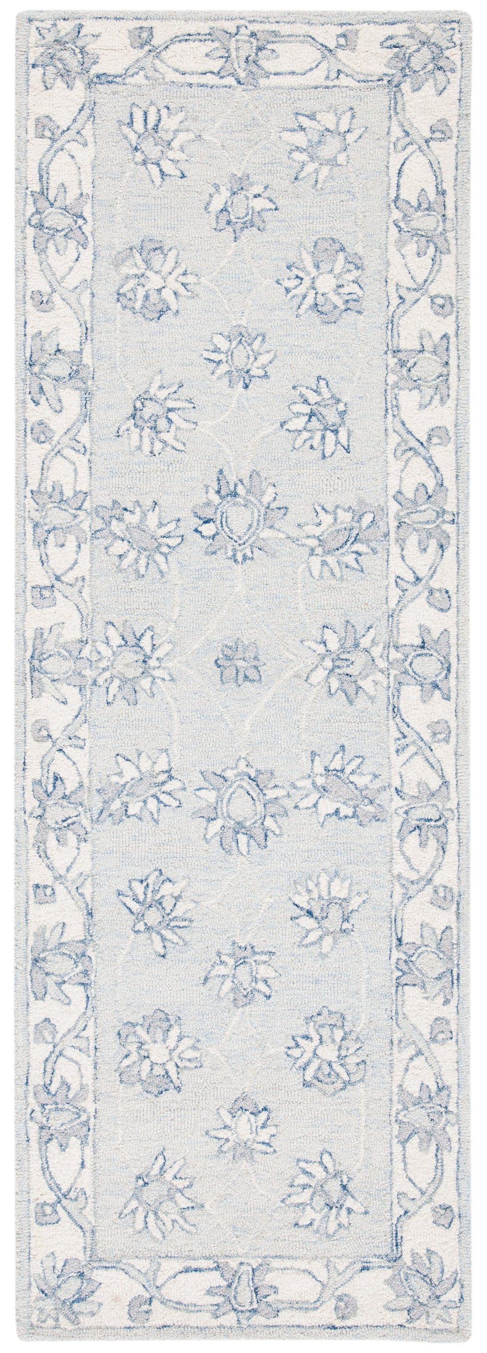 Safavieh Micro-Loop Hand-Tufted Light Blue Ivory Area Rug — Wool-Cotton Blend, Low Profile Elegance For Rooms 7'-0" x 9'-0" MLP536L-7