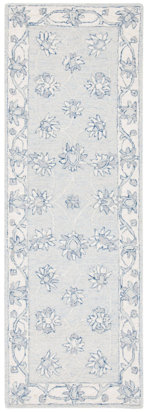 Safavieh Micro-Loop Hand-Tufted Round Wool-Cotton Rug In Light Blue Ivory — Low-Profile, Minimal Accent Rug 3'-0" x 3'-0" MLP536L-3R