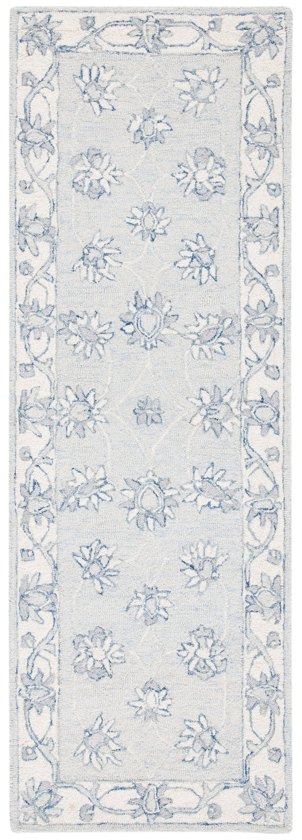Safavieh Micro-Loop Hand-Tufted Round Wool-Cotton Rug In Light Blue Ivory — Low-Profile, Minimal Accent Rug 3'-0" x 3'-0" MLP536L-3R