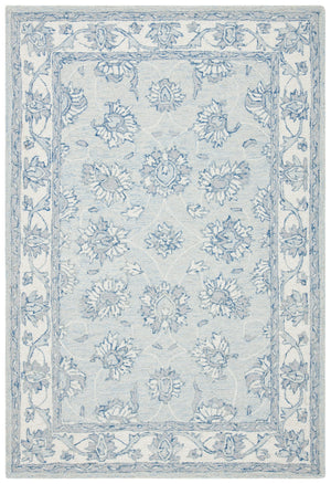 Safavieh Micro-Loop Hand-Tufted Round Wool-Cotton Rug In Light Blue Ivory — Low-Profile, Minimal Accent Rug 3'-0" x 3'-0" MLP536L-3R