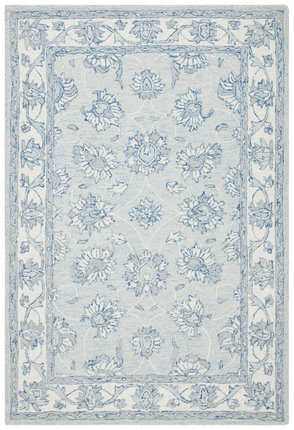 Safavieh Micro-Loop Hand-Tufted Round Wool-Cotton Rug In Light Blue Ivory — Low-Profile, Minimal Accent Rug 3'-0" x 3'-0" MLP536L-3R
