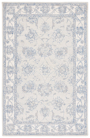 Safavieh Micro-Loop Hand-Tufted Round Wool-Cotton Rug In Light Blue Ivory — Low-Profile, Minimal Accent Rug 3'-0" x 3'-0" MLP536L-3R