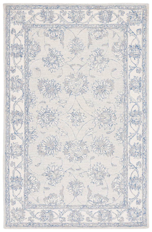 Safavieh Micro-Loop Hand-Tufted Round Wool-Cotton Rug In Light Blue Ivory — Low-Profile, Minimal Accent Rug 3'-0" x 3'-0" MLP536L-3R