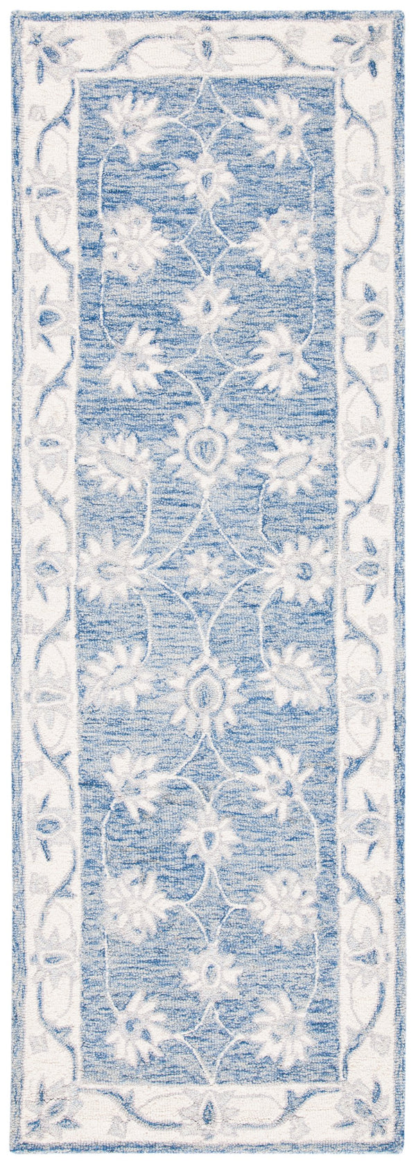 Safavieh Micro-Loop Hand-Tufted Blue Ivory Floral Rug — Low-Profile Wool-Cotton Blend, Durable Elegance 11'-0" x 15'-0" MLP536M-1115