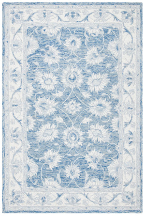Safavieh Micro-Loop Hand-Tufted Blue Ivory Floral Rug — Low-Profile Wool-Cotton Square Accent With Durable Backing 3'-0" x 3'-0" MLP536M-3SQ