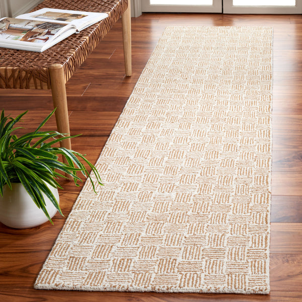 Safavieh Micro-Loop Hand-Tufted 9X12 Wool Cotton Rug In Light Gold Ivory – Low-Pile Geometric Scandinavian Style Durable Elegance MLP537D-9