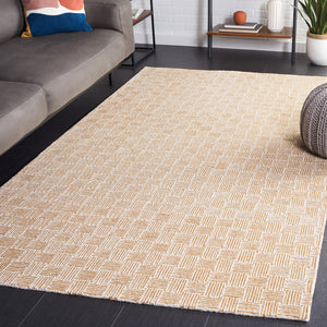 Safavieh Micro-Loop Hand-Tufted 9X12 Wool Cotton Rug In Light Gold Ivory – Low-Pile Geometric Scandinavian Style Durable Elegance MLP537D-9