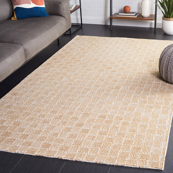 Safavieh Micro-Loop Hand-Tufted 9X12 Wool Cotton Rug In Light Gold Ivory – Low-Pile Geometric Scandinavian Style Durable Elegance MLP537D-9