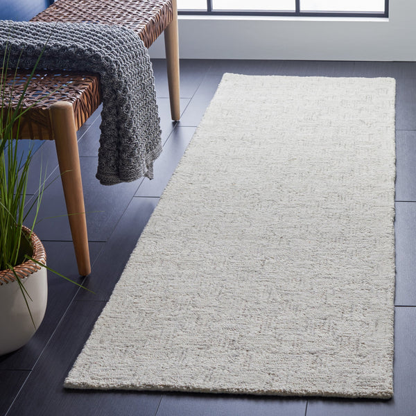 Safavieh Micro-Loop Hand-Tufted Light Grey Ivory Rug — Wool-Cotton Low-Profile Texture For Modern Spaces 9'-0" x 9'-0" MLP537F-9SQ