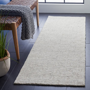 Safavieh Micro-Loop Hand-Tufted Wool Cotton Rug In Light Grey Ivory – Low Pile, Geometric Modern Design Durable Backing 6'-0" x 8'-0" MLP537F-68