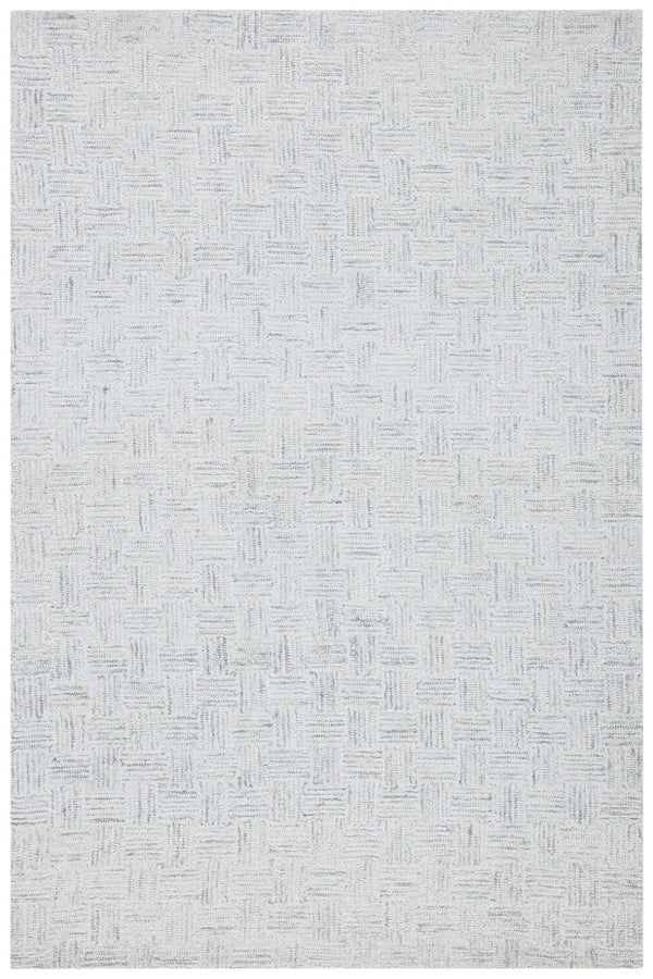 Safavieh Micro-Loop Hand-Tufted Wool Cotton Rug In Light Grey Ivory – Low Pile, Geometric Modern Design Durable Backing 6'-0" x 8'-0" MLP537F-68