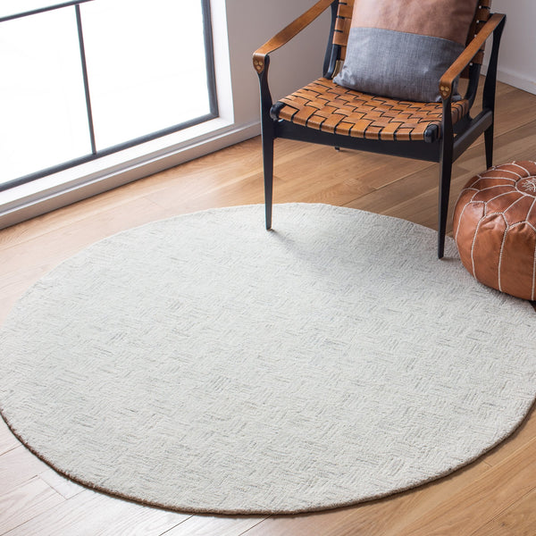 Safavieh Micro-Loop Hand-Tufted Light Grey Ivory Rug — Wool-Cotton Low-Profile Texture For Modern Spaces 9'-0" x 9'-0" MLP537F-9SQ
