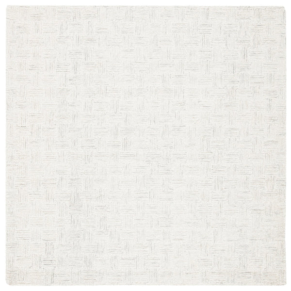 Safavieh Micro-Loop Hand-Tufted Round Rug Light Grey Ivory — Low-Profile Wool-Cotton Blend, Durable Grip 9'-0" x 9'-0" MLP537F-9R