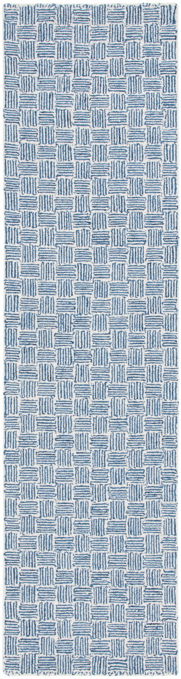 Safavieh Micro-Loop Hand-Tufted Navy And Ivory Runner Rug — Wool Pile, Latex Backing, Scandinavian Chic 2'-3" x 7'-0" MLP537N-27