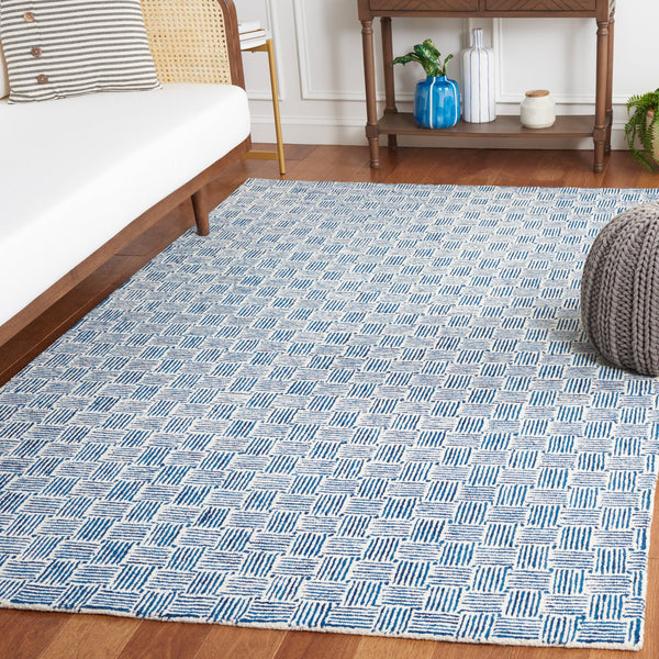Safavieh Micro-Loop Hand-Tufted Navy Ivory Accent Rug — Low-Profile Wool, Artisanal Indian Craftsmanship, Cozy Touch 2'-0" x 3'-0" MLP537N-2