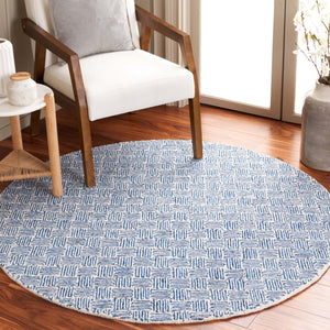 Safavieh Micro-Loop Hand-Tufted Navy Ivory Area Rug With Micro-Loop Wool Pile, Low-Profile Geometric Style 9'-0" x 12'-0" MLP537N-9
