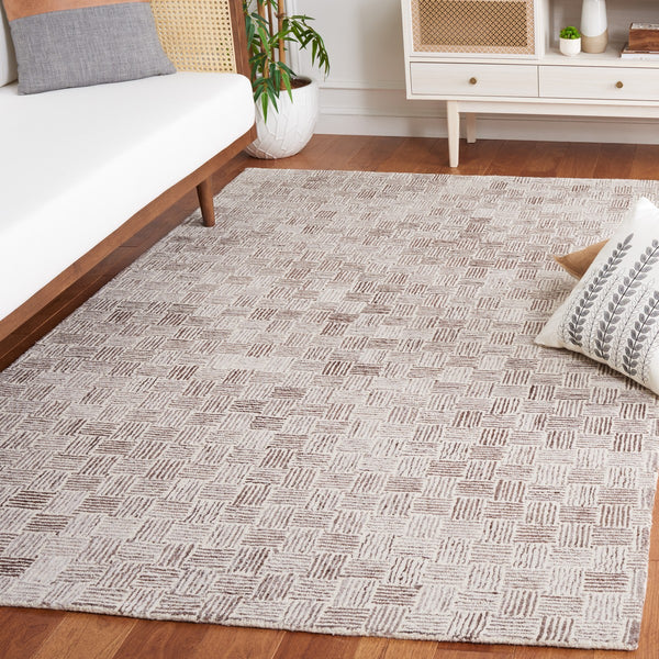 Safavieh Micro-Loop 537 Hand Tufted Modern Rug Brown / Ivory MLP537T-8
