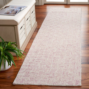 Safavieh Micro-Loop Hand‑Tufted Wool Rug In Pink Ivory Geometric Pattern — Low Profile, Durable Scandinavian Style 9'-0" x 12'-0" MLP537U-9