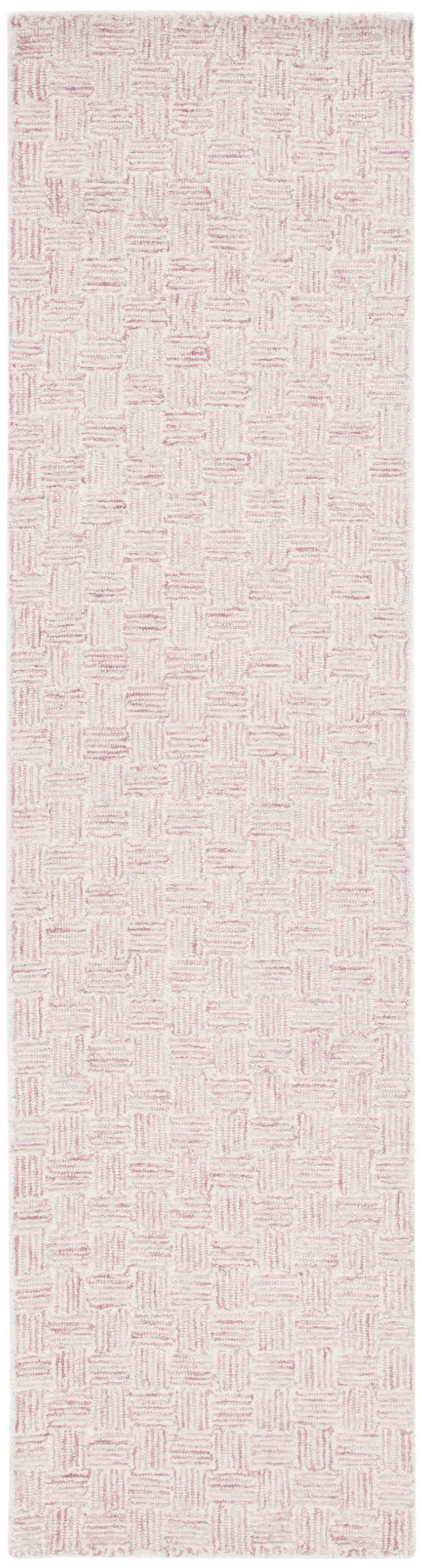 Safavieh Micro-Loop Hand‑Tufted Wool Rug In Pink Ivory Geometric Pattern — Low Profile, Durable Scandinavian Style 9'-0" x 12'-0" MLP537U-9
