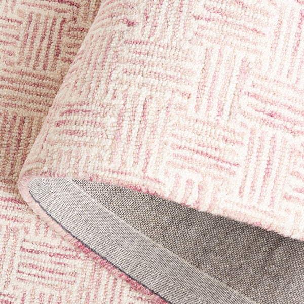 Safavieh Micro-Loop Hand‑Tufted Wool Rug In Pink Ivory Geometric Pattern — Low Profile, Durable Scandinavian Style 9'-0" x 12'-0" MLP537U-9
