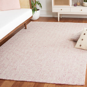 Safavieh Micro-Loop Hand‑Tufted Wool Rug In Pink Ivory Geometric Pattern — Low Profile, Durable Scandinavian Style 9'-0" x 12'-0" MLP537U-9