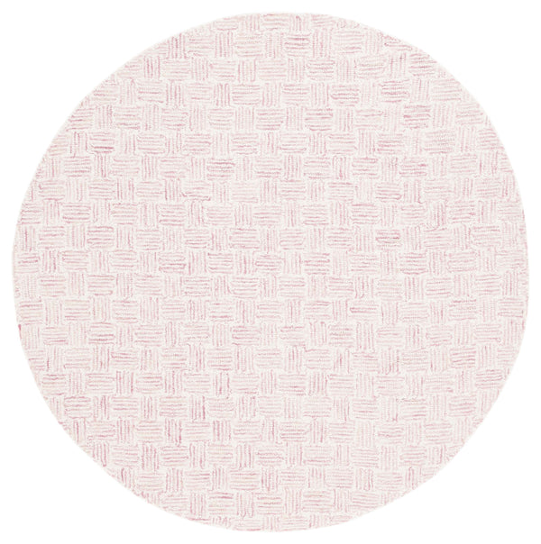 Safavieh Micro-Loop Hand‑Tufted Wool Rug In Pink Ivory Geometric Pattern — Low Profile, Durable Scandinavian Style 9'-0" x 12'-0" MLP537U-9