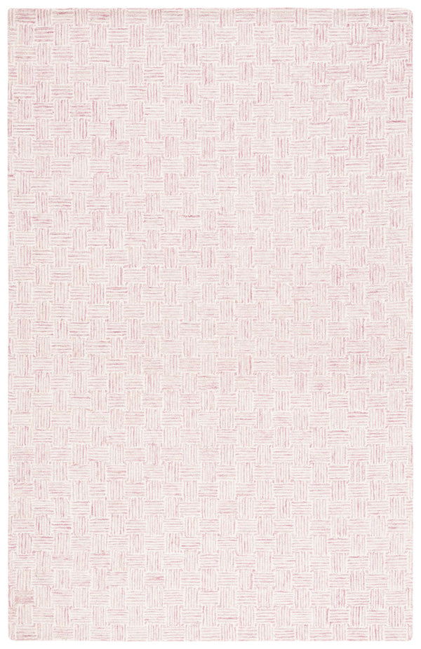 Safavieh Micro-Loop Hand‑Tufted Wool Rug In Pink Ivory Geometric Pattern — Low Profile, Durable Scandinavian Style 9'-0" x 12'-0" MLP537U-9