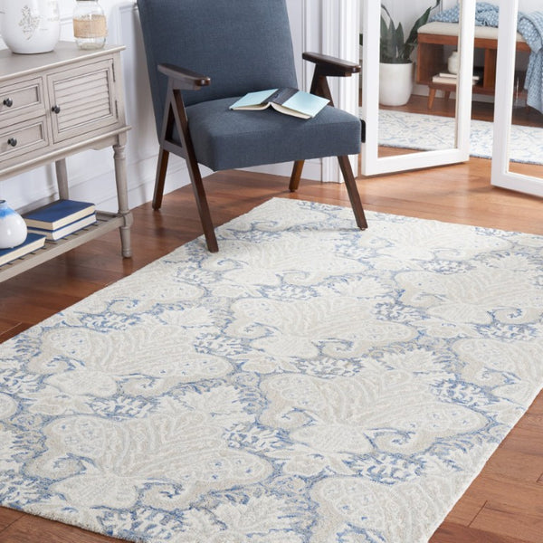 Safavieh Micro-Loop Hand-Tufted Wool Floral Runner Rug for Hallways and Entryways MLP539M