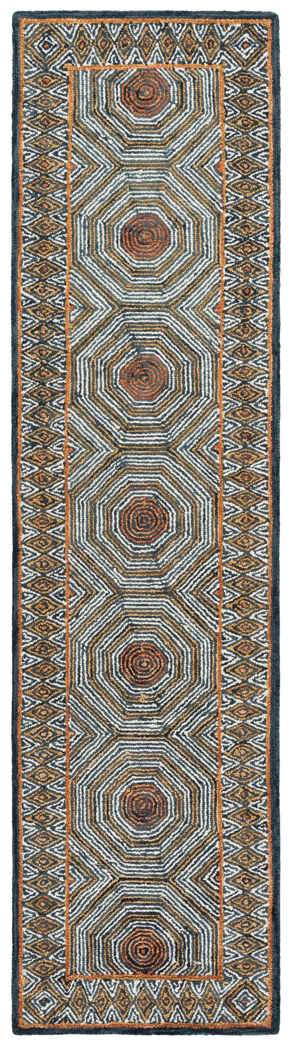 Safavieh Micro-Loop Hand-Tufted Blue And Ivory Area Rug — Contemporary Wool-Cotton Blend, Slip-Resistant Texture 5'-0" x 5'-0" MLP638M-5SQ
