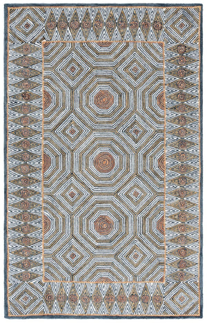 Safavieh Micro-Loop Hand-Tufted Wool Cotton Runner Bohemian Hallway Rug in Ivory Tones Blue 2'-11" x 12'-2" MLP638M