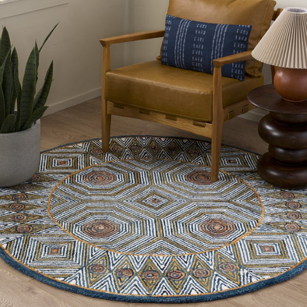 Safavieh Micro-Loop Hand-Tufted Wool Cotton Runner Bohemian Hallway Rug in Ivory Tones Blue 2'-11" x 12'-2" MLP638M