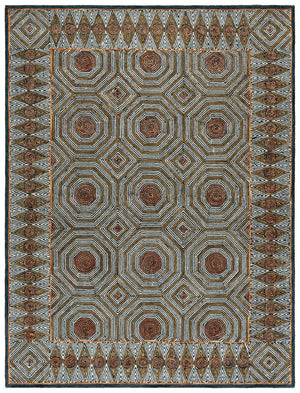 Safavieh Micro-Loop Hand-Tufted Wool Cotton Runner Bohemian Hallway Rug in Ivory Tones Blue 2'-11" x 12'-2" MLP638M