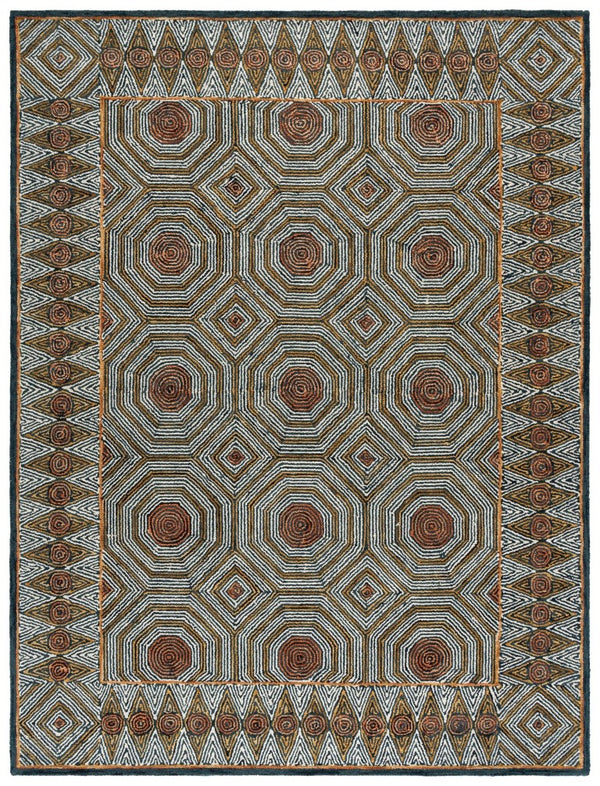 Safavieh Micro-Loop Hand-Tufted Wool Cotton Runner Bohemian Hallway Rug in Ivory Tones Blue 2'-11" x 12'-2" MLP638M