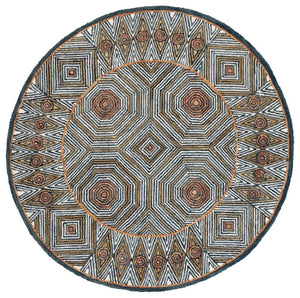 Safavieh Micro-Loop Hand-Tufted Wool Cotton Runner Bohemian Hallway Rug in Ivory Tones Blue 2'-11" x 12'-2" MLP638M