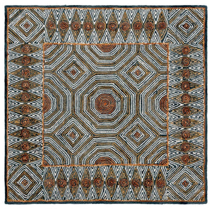 Safavieh Micro-Loop Hand-Tufted Wool Cotton Runner Bohemian Hallway Rug in Ivory Tones Blue 2'-11" x 12'-2" MLP638M
