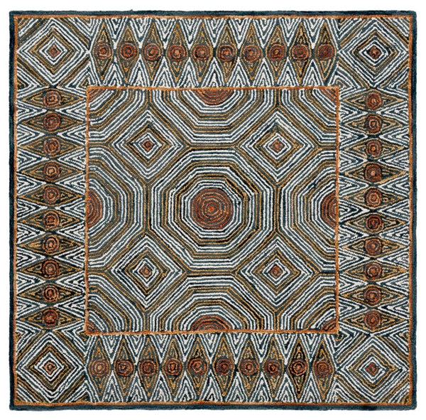 Safavieh Micro-Loop Hand-Tufted Wool Cotton Runner Bohemian Hallway Rug in Ivory Tones Blue 2'-11" x 12'-2" MLP638M